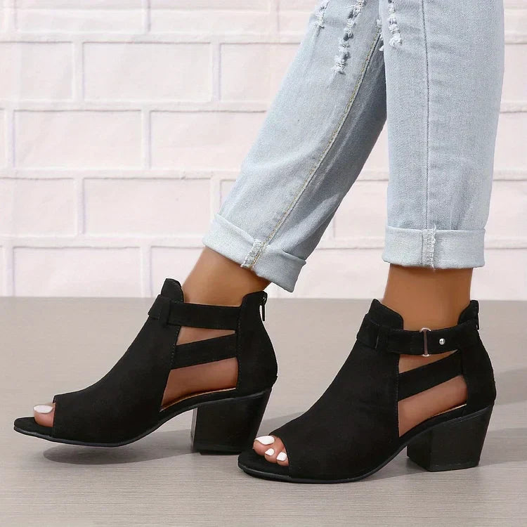 Retro Stacked-Heel Comfort Sandals for Women
