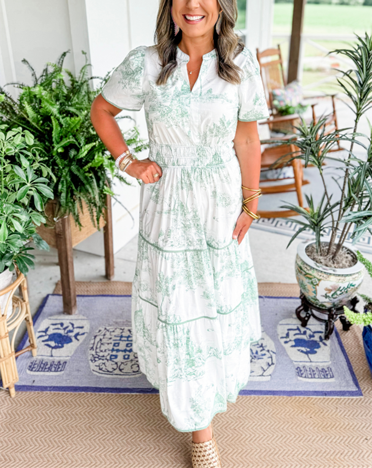 Marcelline | Timeless Toile Maxi – Elegant Flattering Comfort with Effortless Flow
