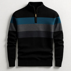 Men's Quarter-Zip Striped Sweater