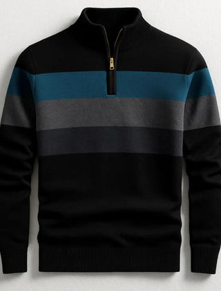 Men's Quarter-Zip Striped Sweater