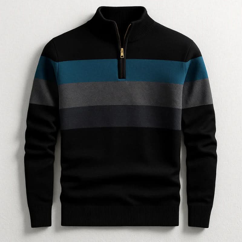 Men's Quarter-Zip Striped Sweater