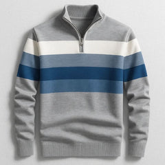 Men's Quarter-Zip Striped Sweater