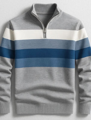 Men's Quarter-Zip Striped Sweater