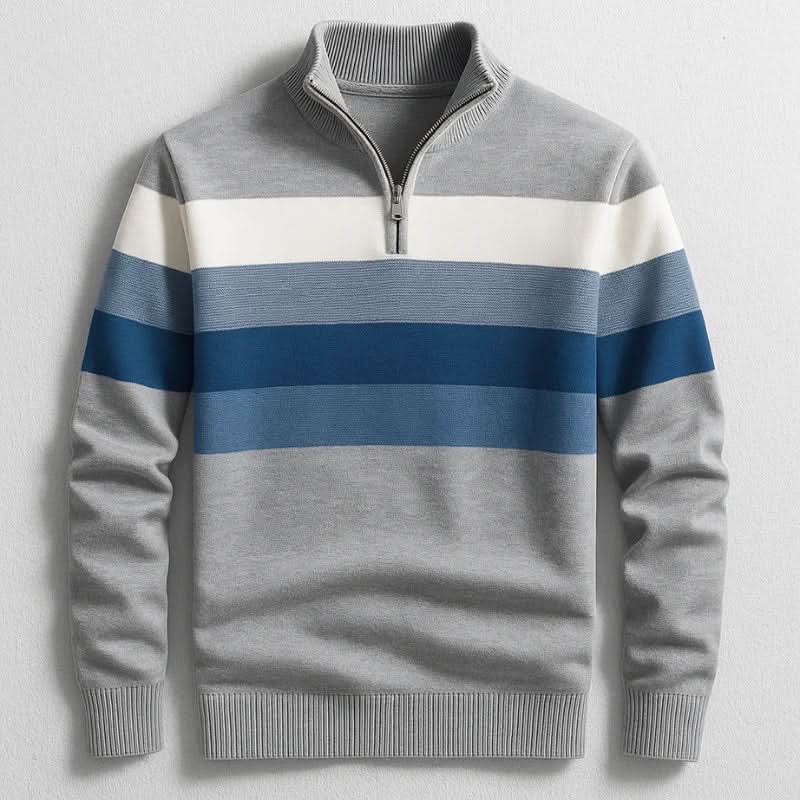 Men's Quarter-Zip Striped Sweater