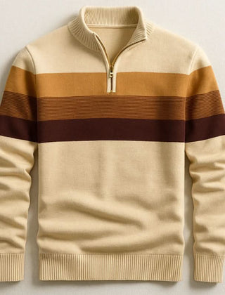 Men's Quarter-Zip Striped Sweater