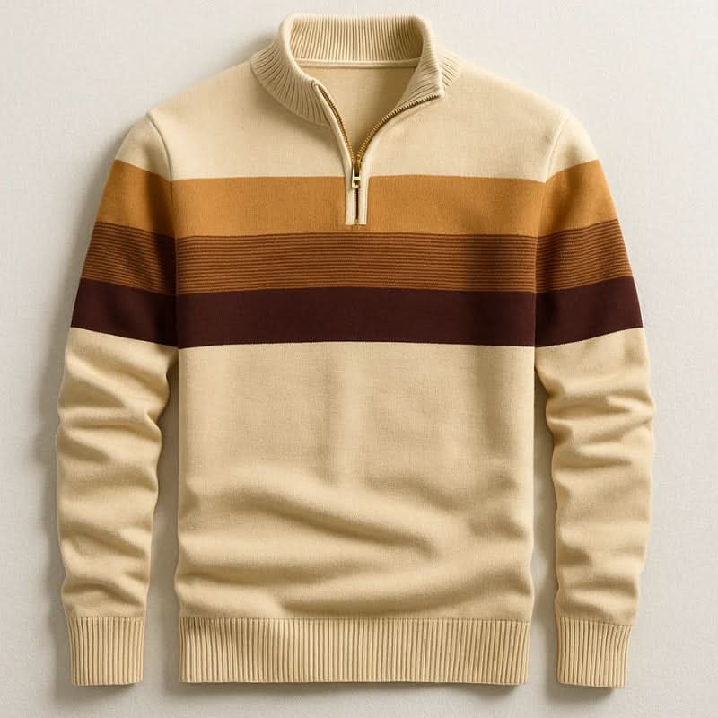 Men's Quarter-Zip Striped Sweater