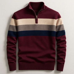 Men's Quarter-Zip Striped Sweater