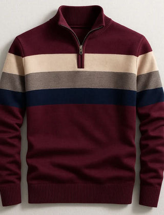 Men's Quarter-Zip Striped Sweater
