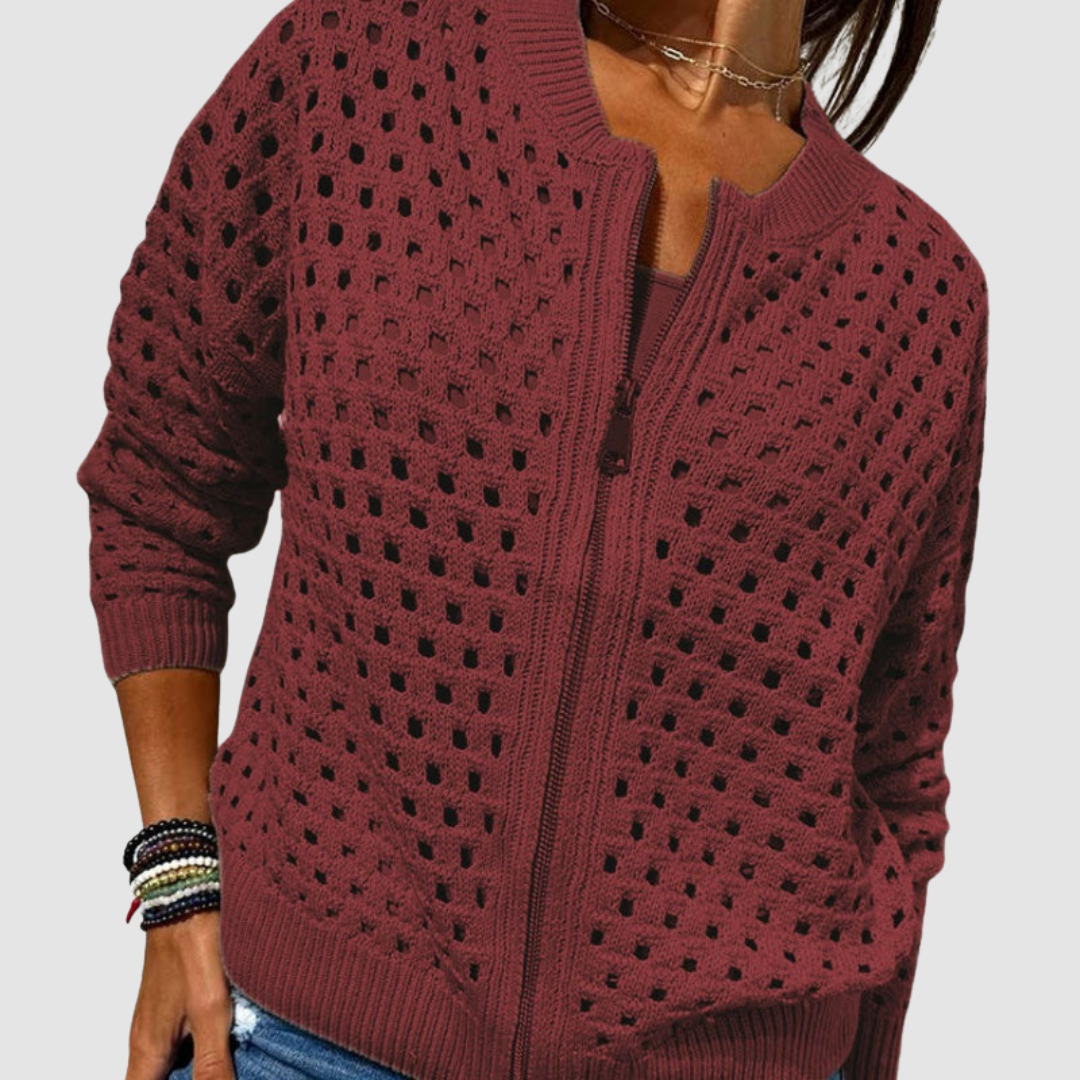 Women's Zip-Up Knit Cardigan
