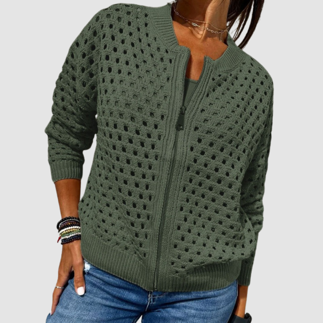 Women's Zip-Up Knit Cardigan