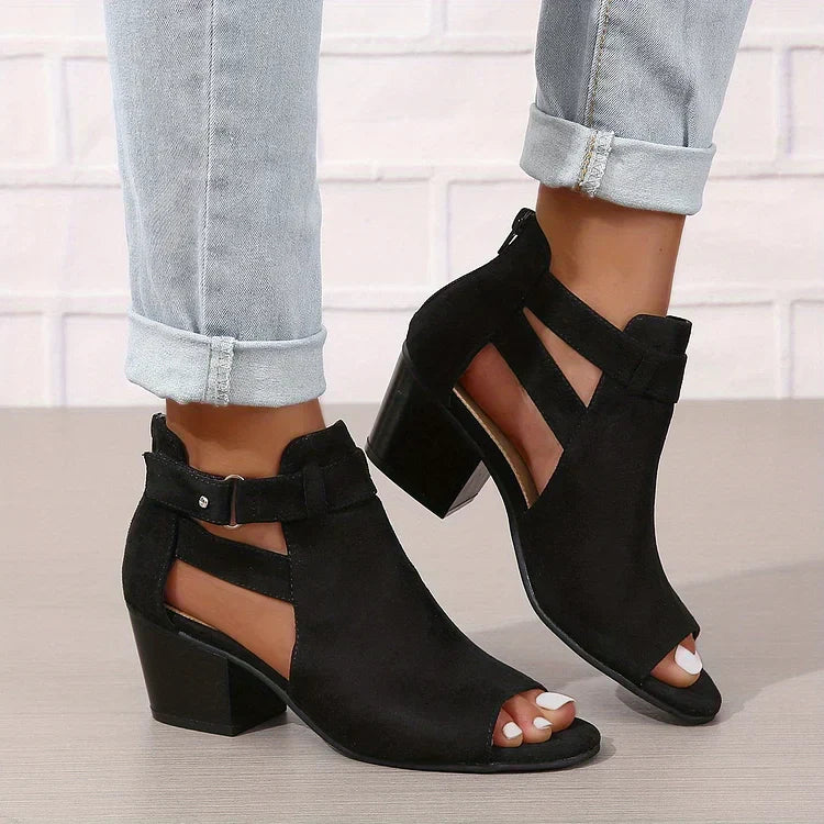 Retro Stacked-Heel Comfort Sandals for Women