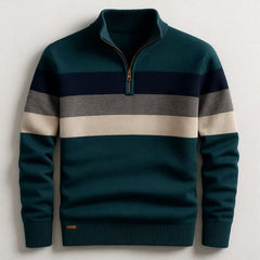 Men's Quarter-Zip Striped Sweater