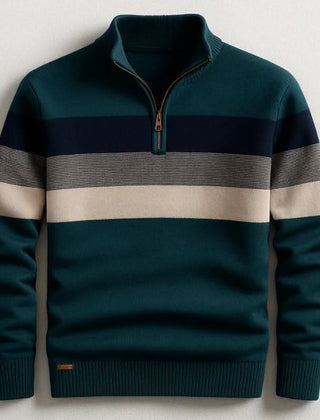 Men's Quarter-Zip Striped Sweater