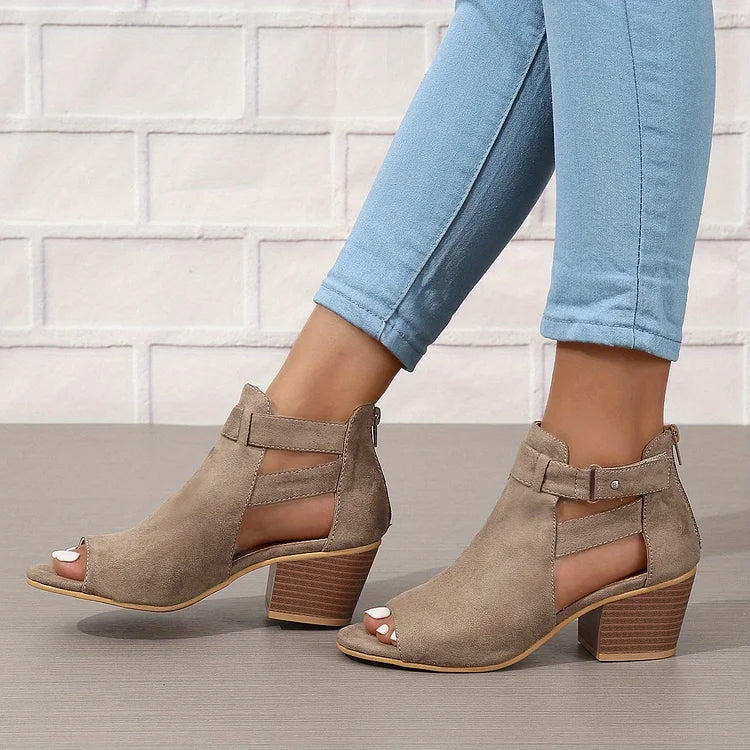 Retro Stacked-Heel Comfort Sandals for Women