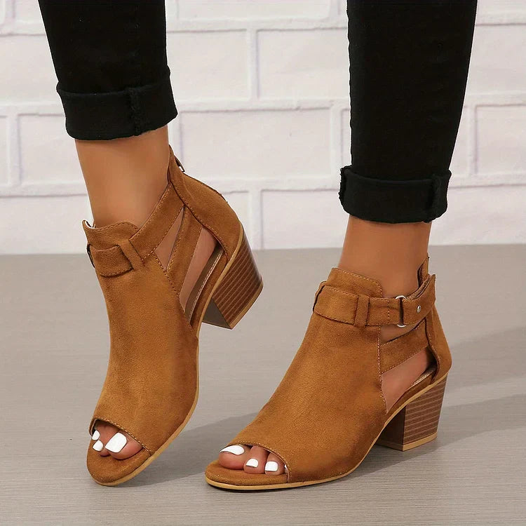 Retro Stacked-Heel Comfort Sandals for Women