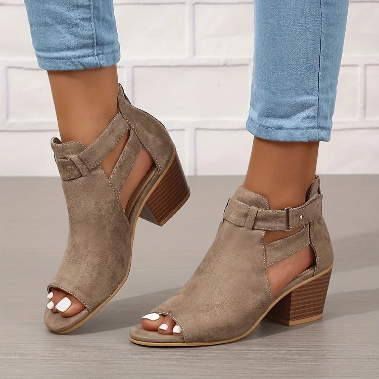 Retro Stacked-Heel Comfort Sandals for Women