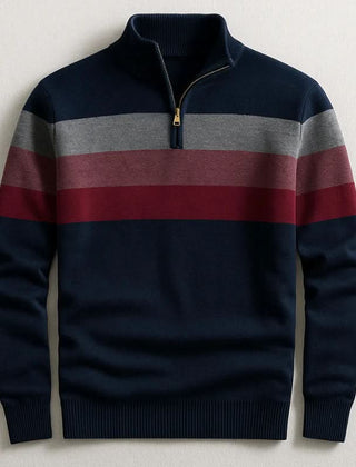 Men's Quarter-Zip Striped Sweater