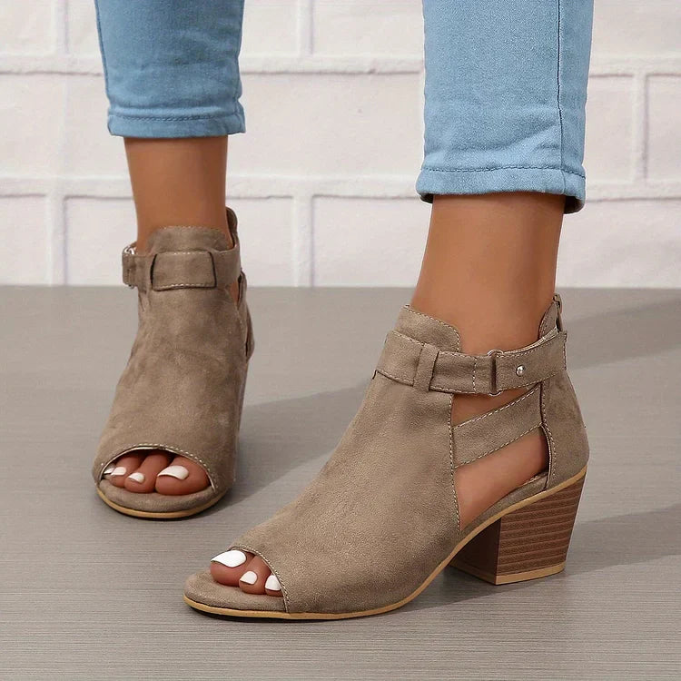 Retro Stacked-Heel Comfort Sandals for Women