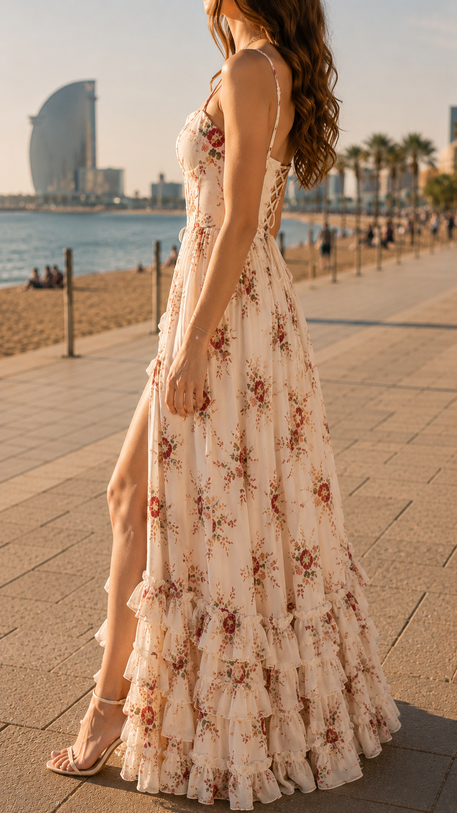 Floral Maxi Dress with Front Slit for Women