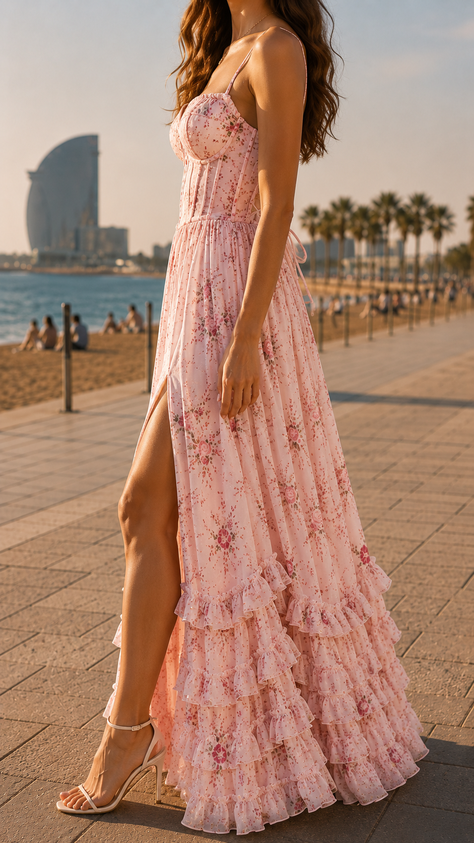 Floral Maxi Dress with Front Slit for Women