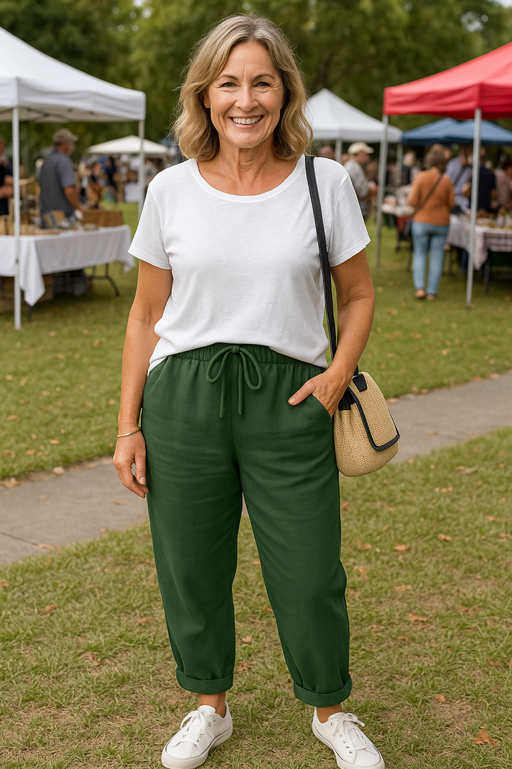 Thea | Comfort Linen Trousers - Cool & Comfortable