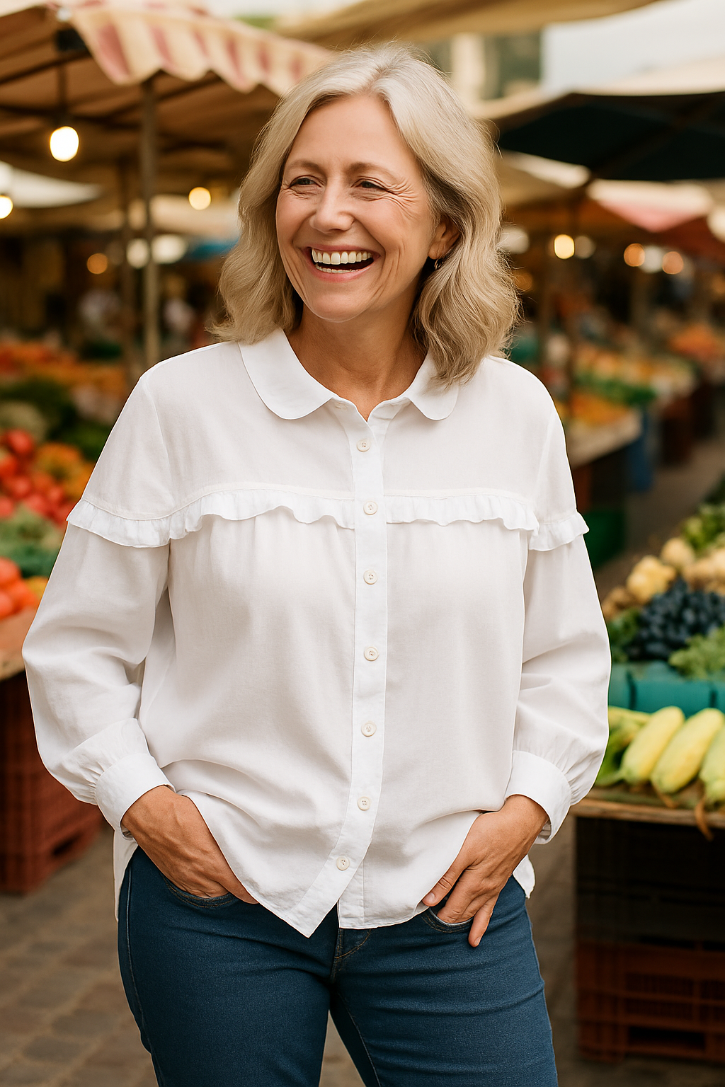 Judith | Effortless Elegance Blouse – Wrinkle-Free with Feminine Ruffle Detail