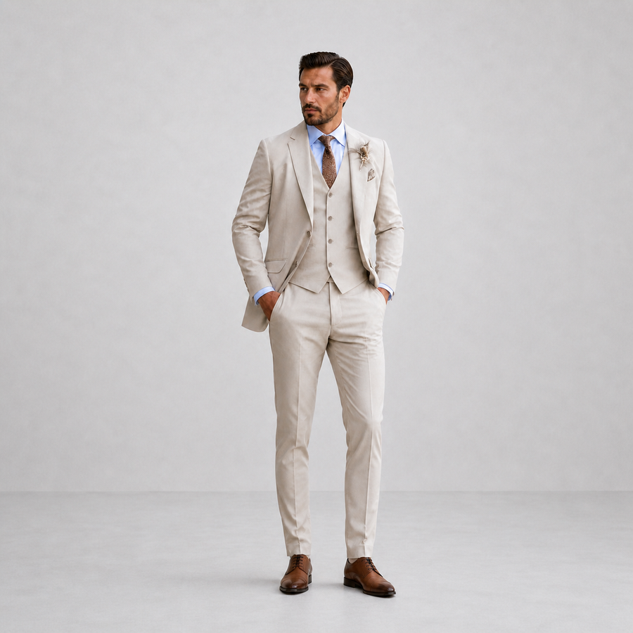 Men's 3 Piece Suit, Structured Blazer Suit Vest and Dress Pants Business Formal