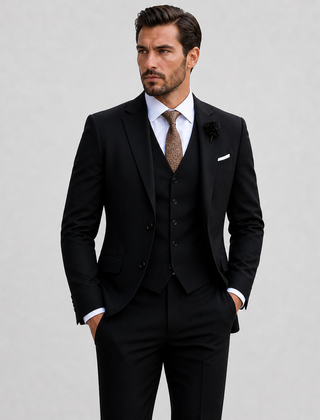 Men's 3 Piece Suit, Structured Blazer Suit Vest and Dress Pants Business Formal