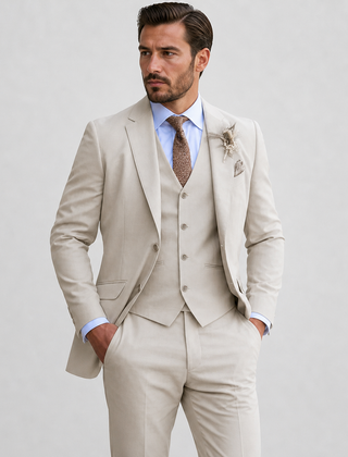 Men's 3 Piece Suit, Structured Blazer Suit Vest and Dress Pants Business Formal