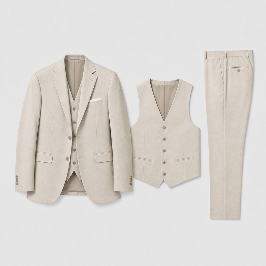 Men's 3 Piece Suit, Structured Blazer Suit Vest and Dress Pants Business Formal