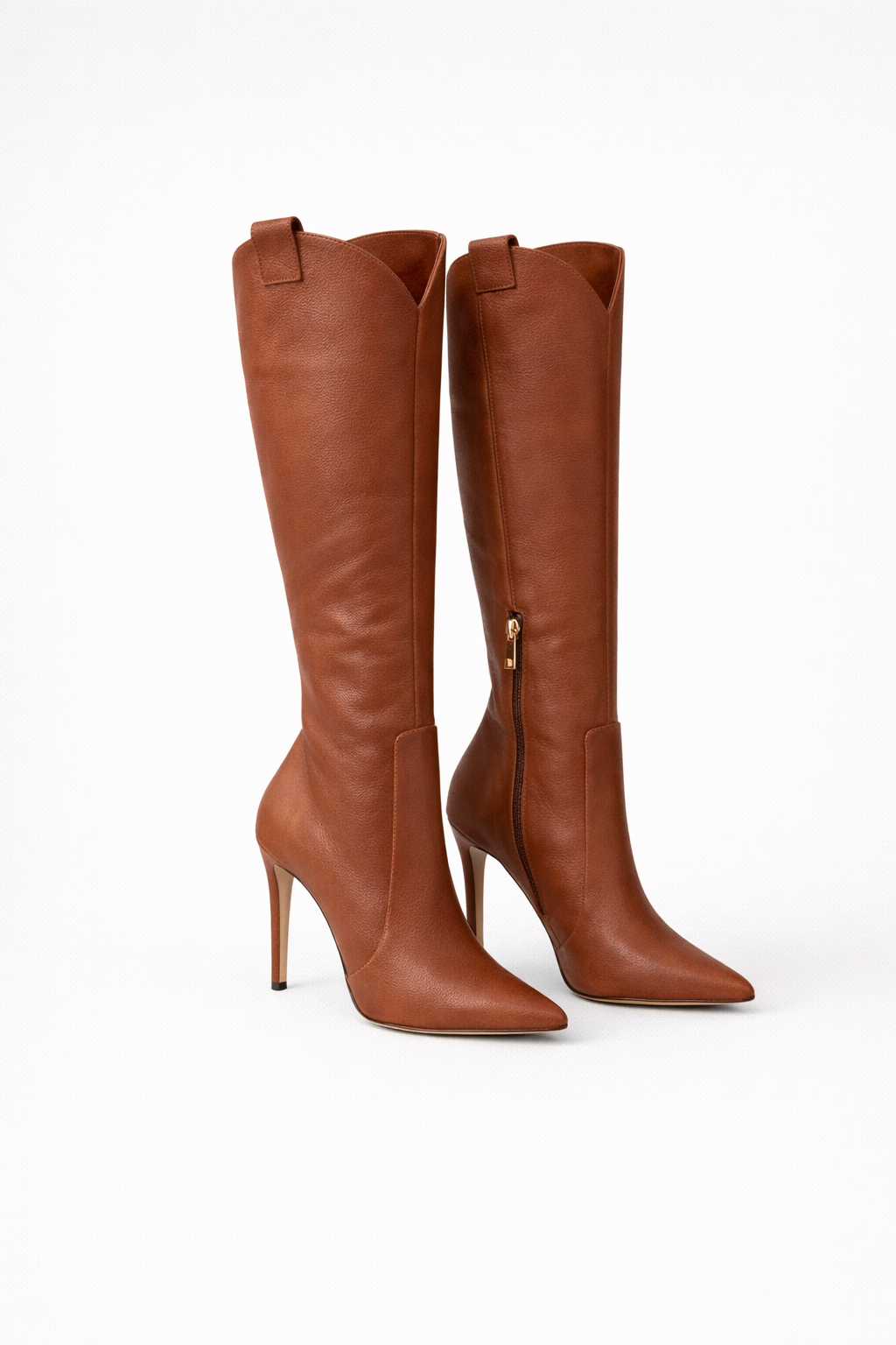 Natasia | Long Women's Boots, Knee-High Heel Boots with Full-Length Zip