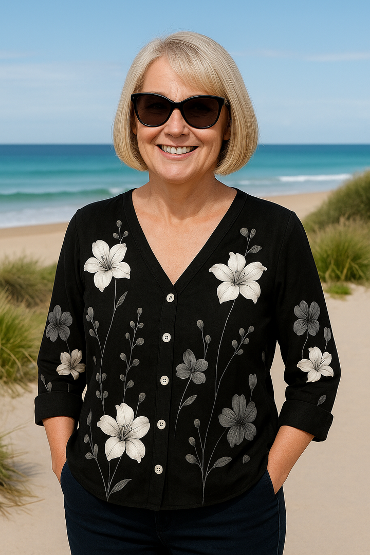 June | Floral Top - Natural Grace, Effortless Fit