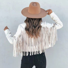 Women's Suede Moto Jacket, Fringe Western Fall Jacket