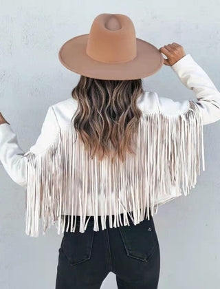 Women's Suede Moto Jacket, Fringe Western Fall Jacket