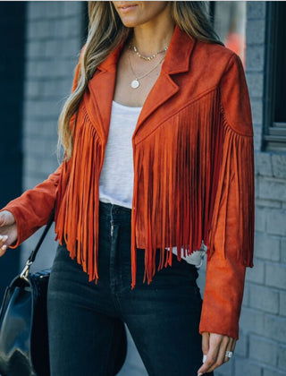 Women's Suede Moto Jacket, Fringe Western Fall Jacket
