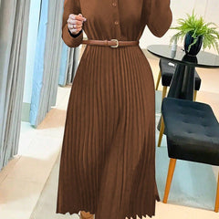 Rosalind Pleated Midi Dress Long Sleeve
