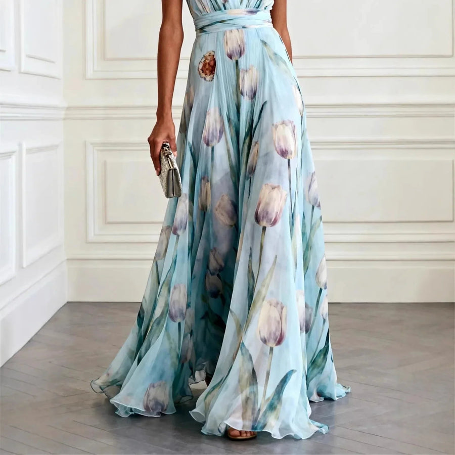 Floral V-Neck Maxi Dress for Women