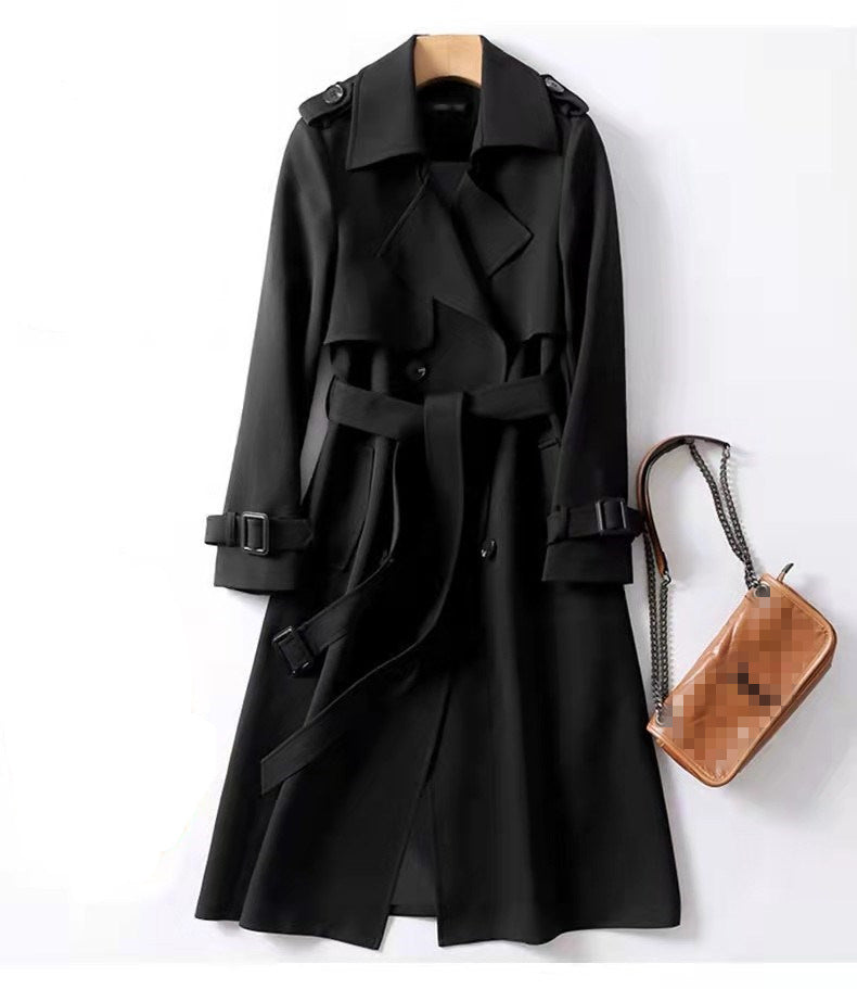 Women's Trench Coat, Classic Belted Double-Breasted Wool-Blend Winter Coat