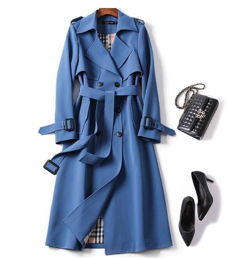 Women's Trench Coat, Classic Belted Double-Breasted Wool-Blend Winter Coat