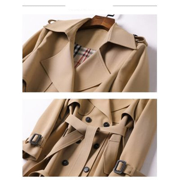 Women's Trench Coat, Classic Belted Double-Breasted Wool-Blend Winter Coat