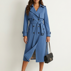 Women's Trench Coat, Classic Belted Double-Breasted Wool-Blend Winter Coat