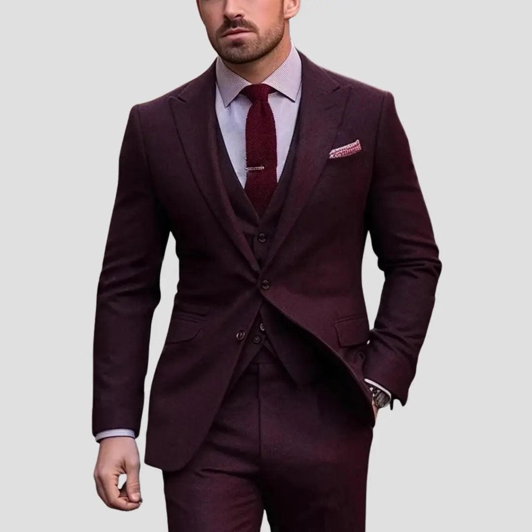 Men's 3 Piece Suit, Slim Fit Blazer Suit Vest and Dress Pants Wedding and Groomsmen