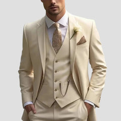 Men's 3 Piece Suit, Slim Fit Blazer Suit Vest and Dress Pants Wedding and Groomsmen