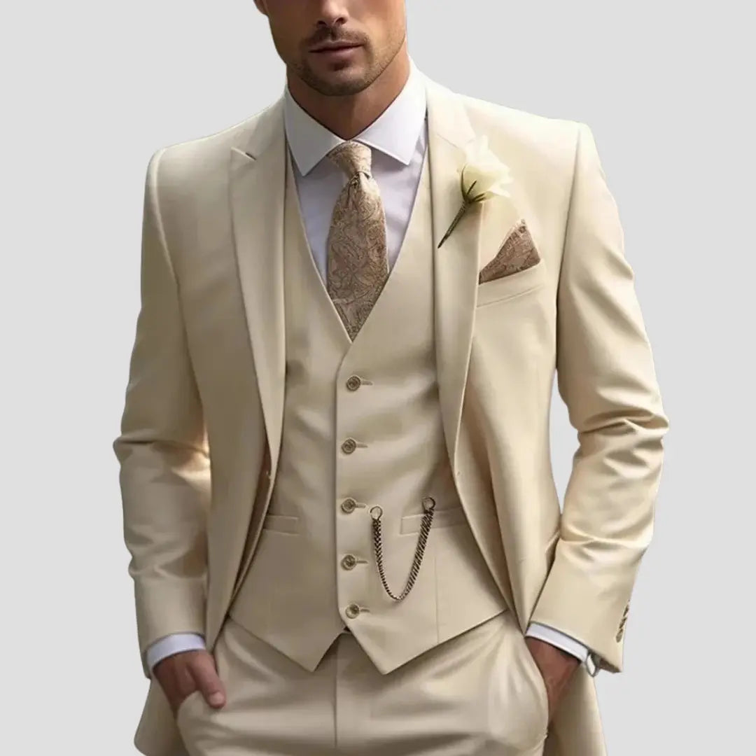 Men's 3 Piece Suit, Slim Fit Blazer Suit Vest and Dress Pants Wedding and Groomsmen