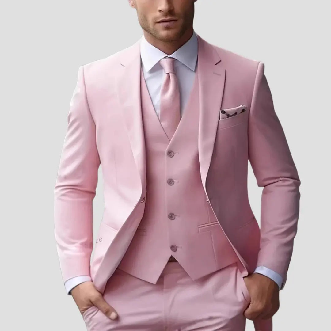 Men's 3 Piece Suit, Slim Fit Blazer Suit Vest and Dress Pants Wedding and Groomsmen