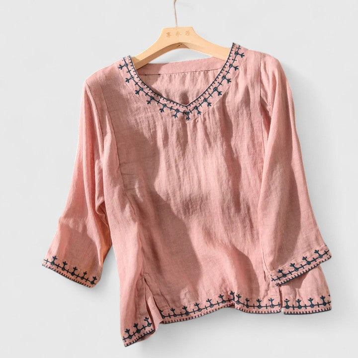 Mirella | V-Neck Blouse - Effortless Elegance, Everyday Confidence