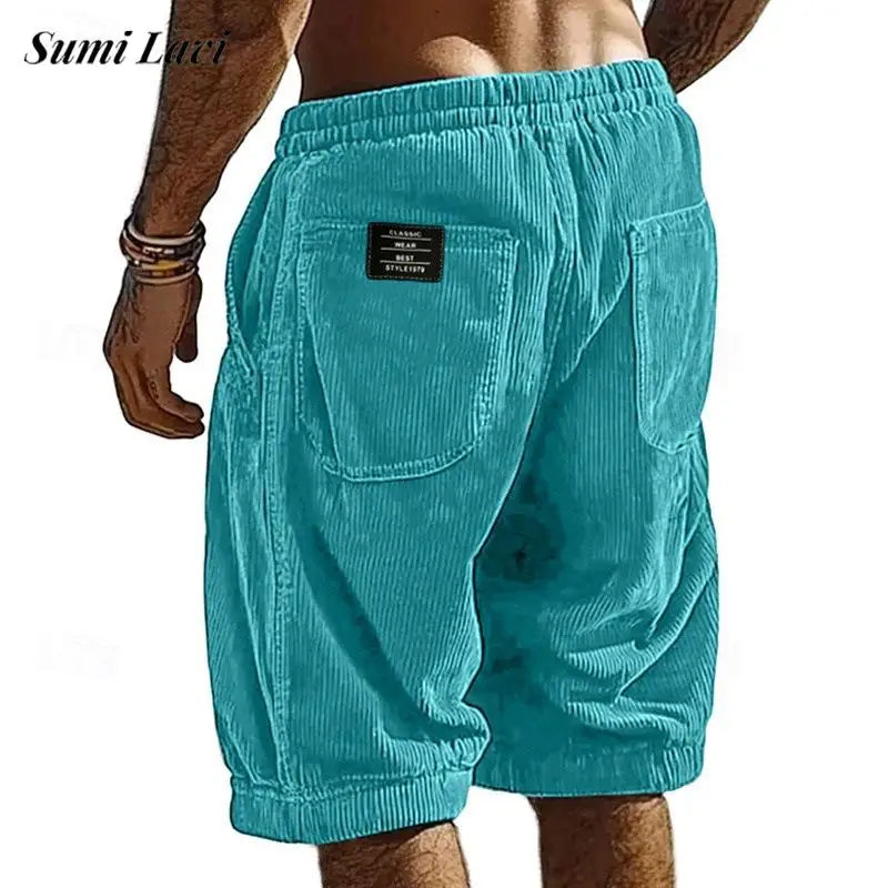 Vintage Striped Corduroy Shorts for Men