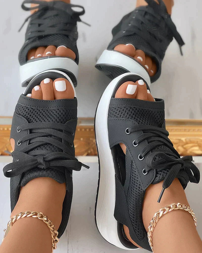 Orthopedic Lace-Up Cutout Sandals for Women