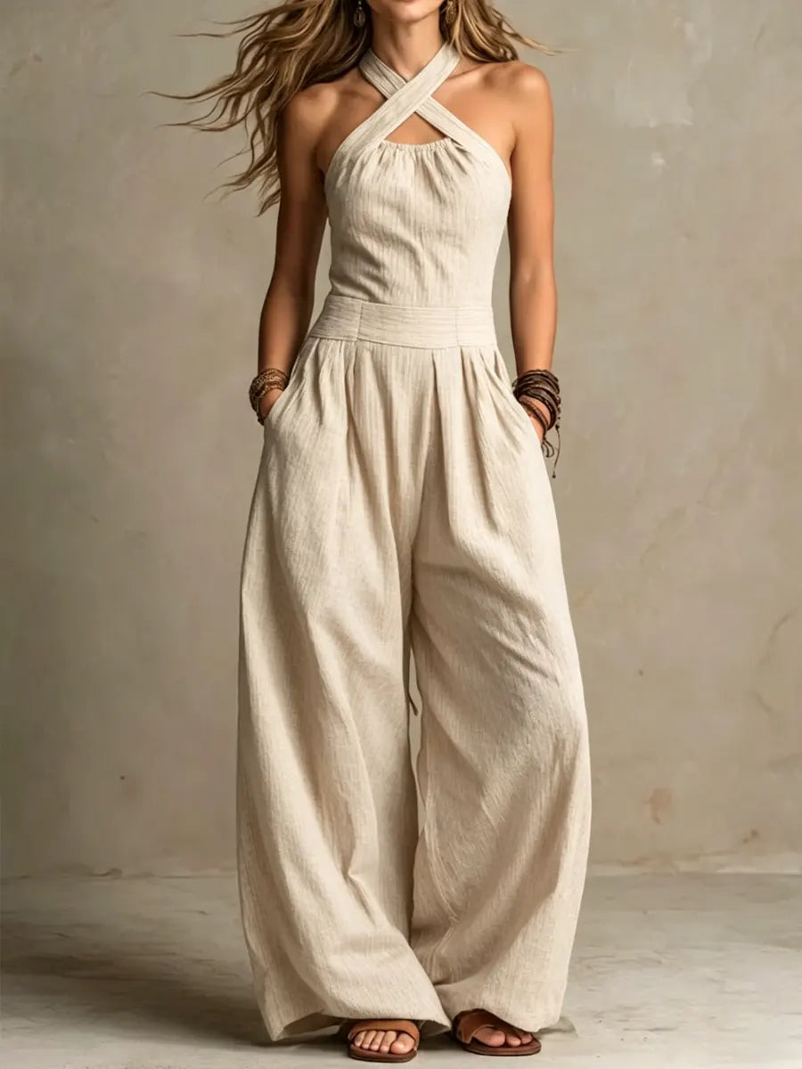 Wide-Leg Wrap Jumpsuit for Women
