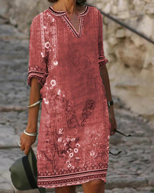 Retro Floral Print Mini Dress for Women